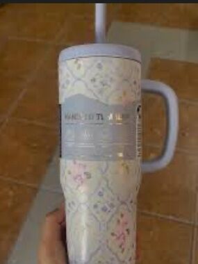 HYDRAGEAR Floral Coquette Purple/pink  Stripe Stainless Steel Tumbler  30 Oz